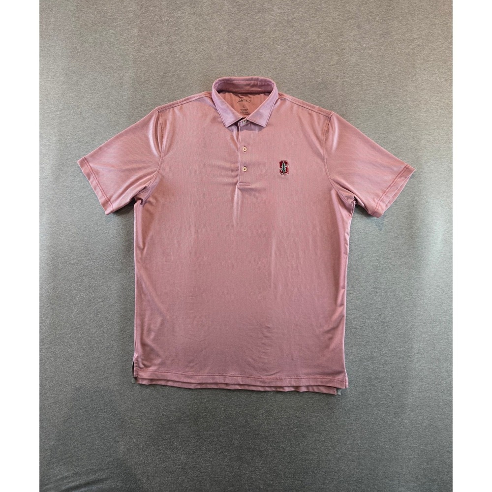 johnnie-O Stanford Polo Shirt Mens Large Crimson Embroidered Logo Stretch NCAA